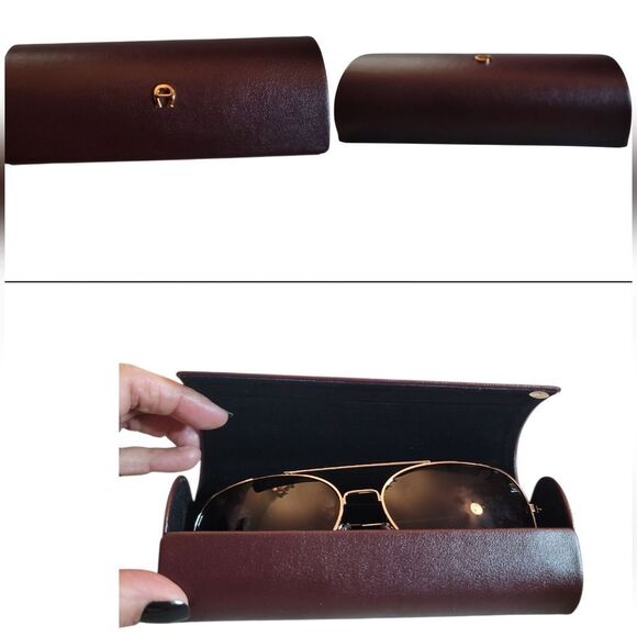 Etienne Aigner Vintage Burgundy Leather Crossbody Bag,Jewelry And Sunglass Case - Picture 11 of 12